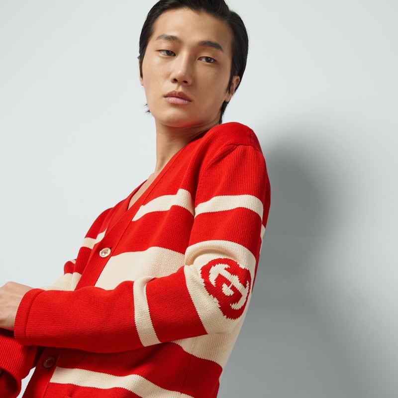 Knit cotton cardigan with Interlocking G 3