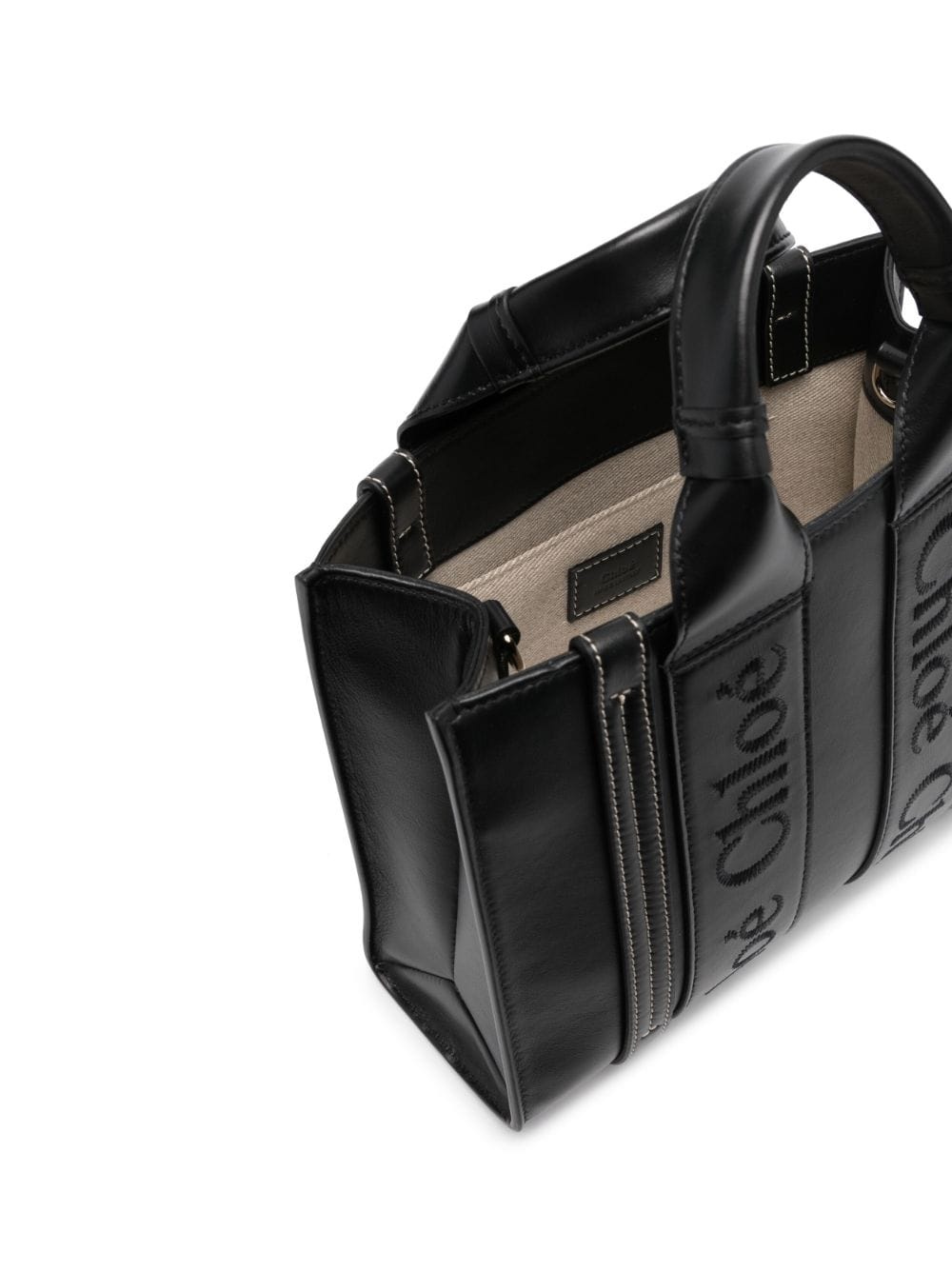 Small Woody leather tote bag - 6