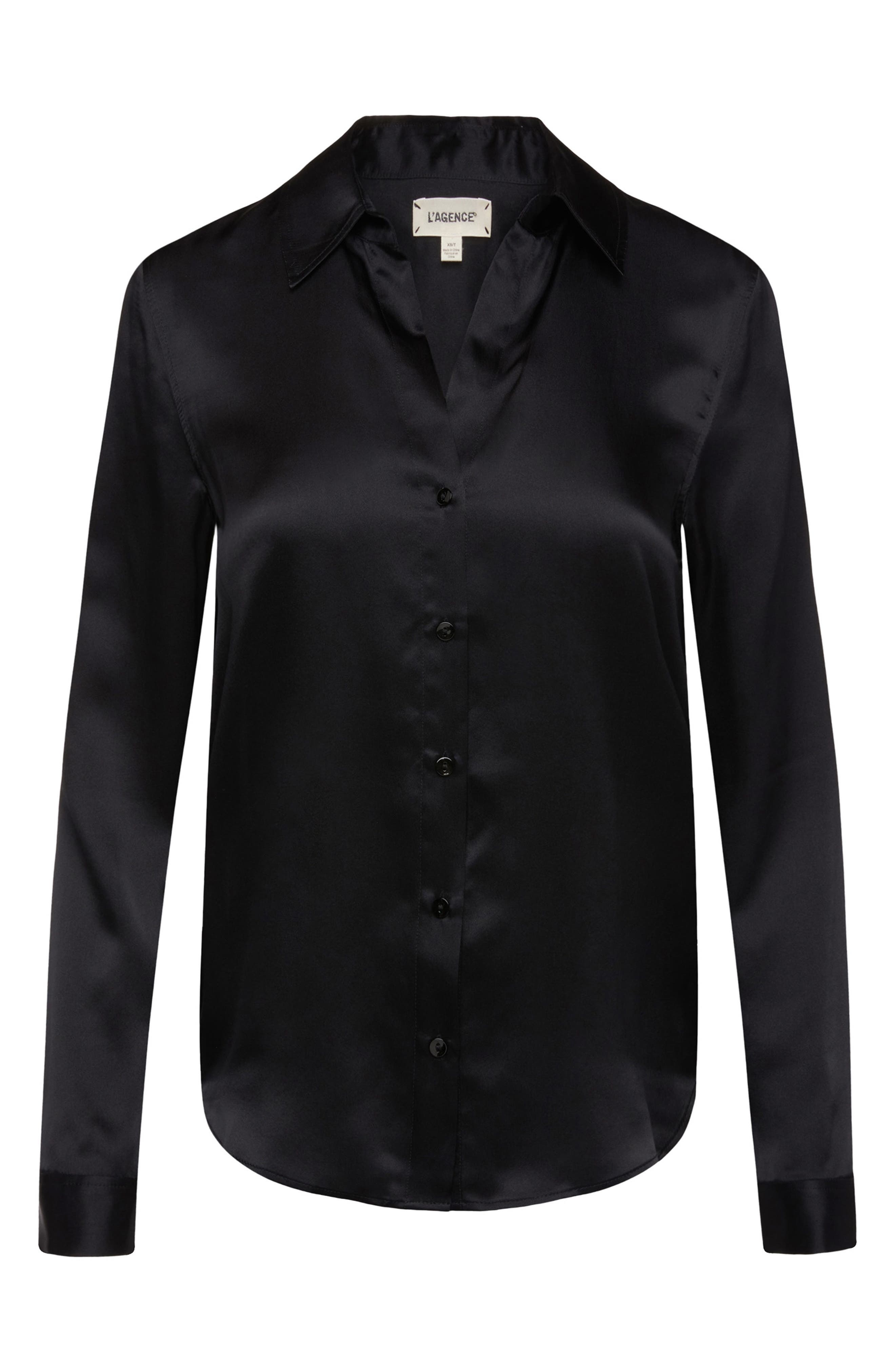 L'AGENCE Tyler Silk Blouse in Black at Nordstrom - 4
