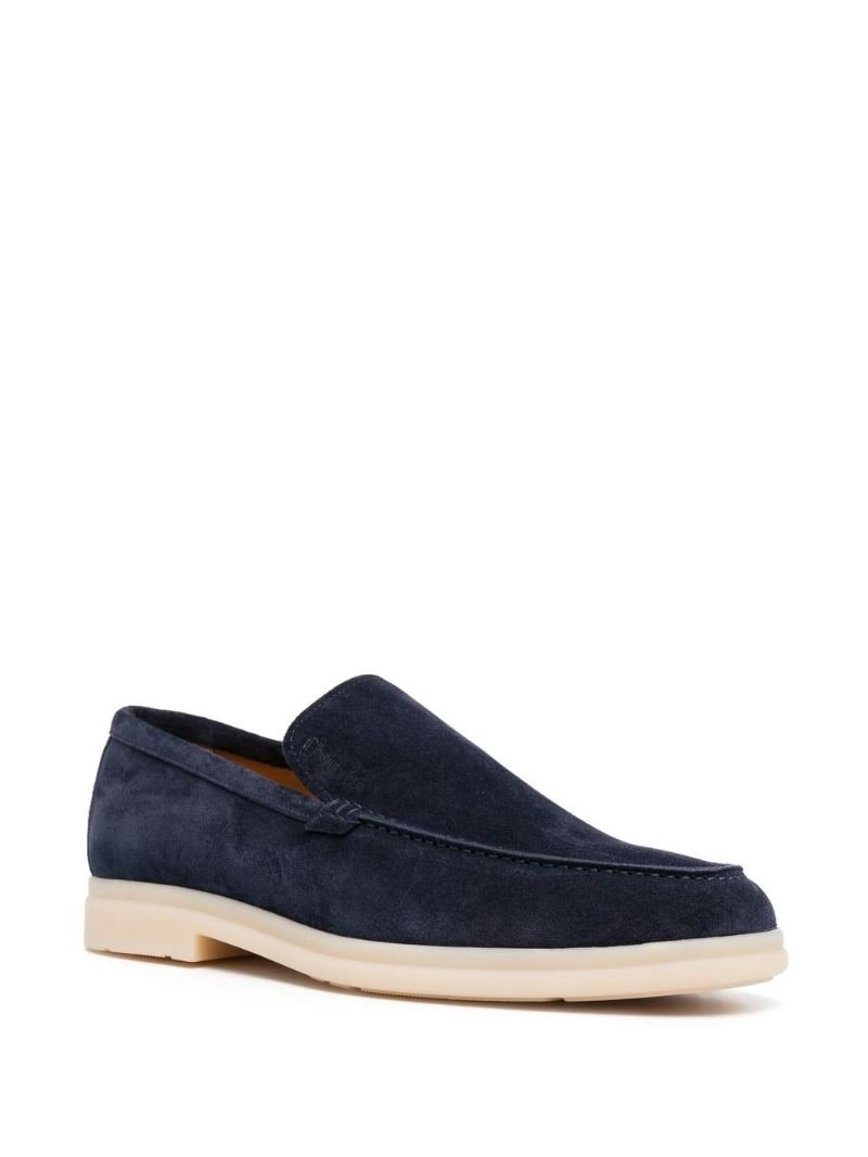 topstitched suede loafers - 2