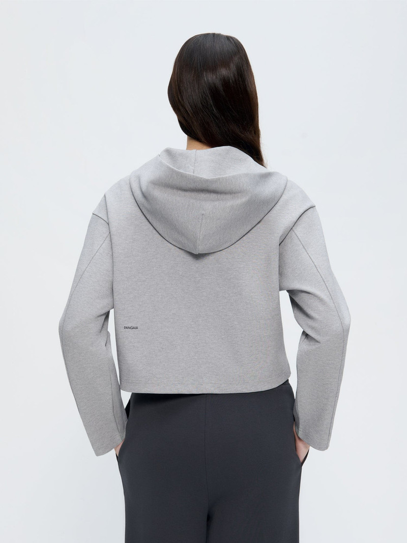 Womens Double Jersey Cropped Zip Up Hoodie - Grey Marl 5