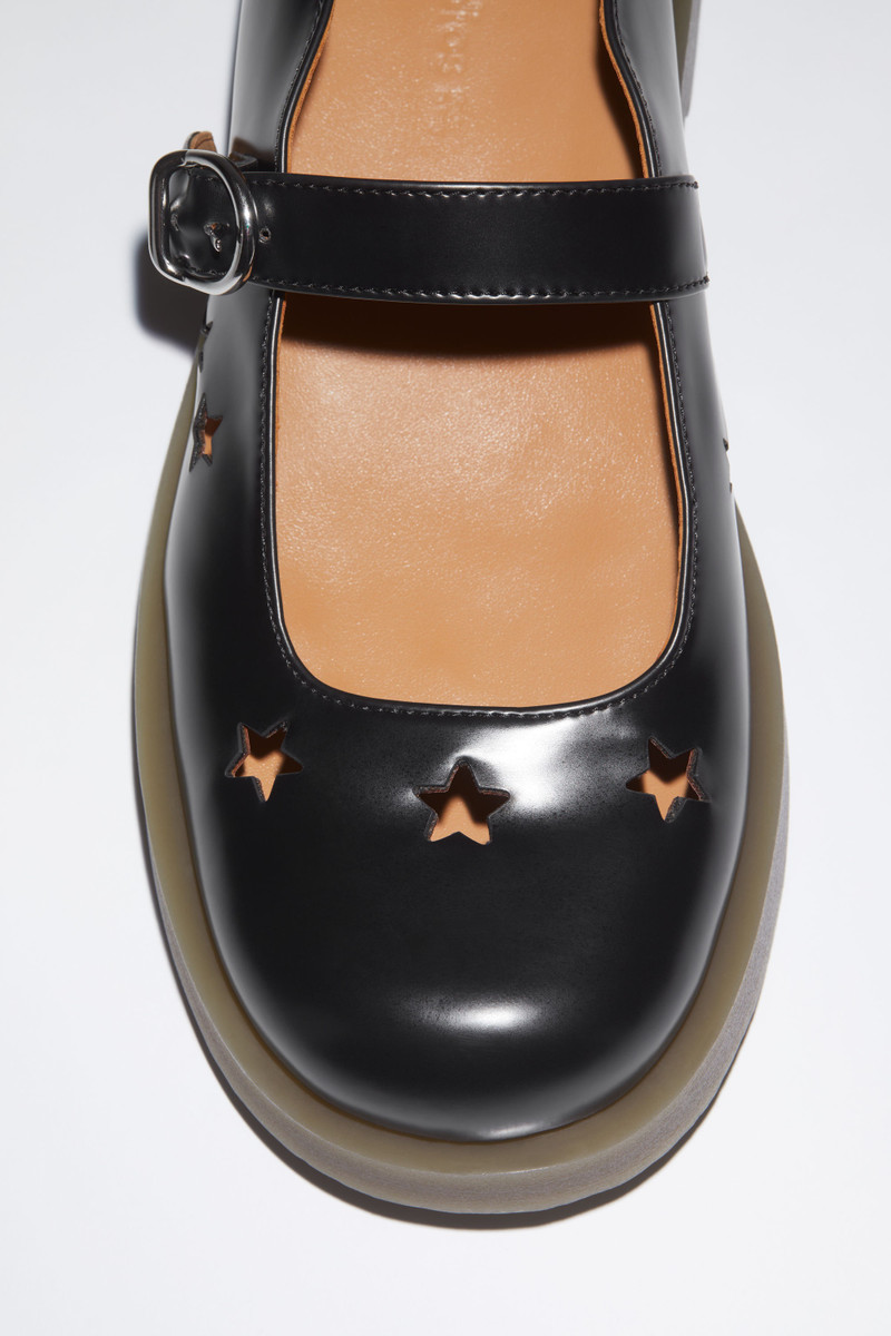Leather mary jane pumps - Black/amber 6