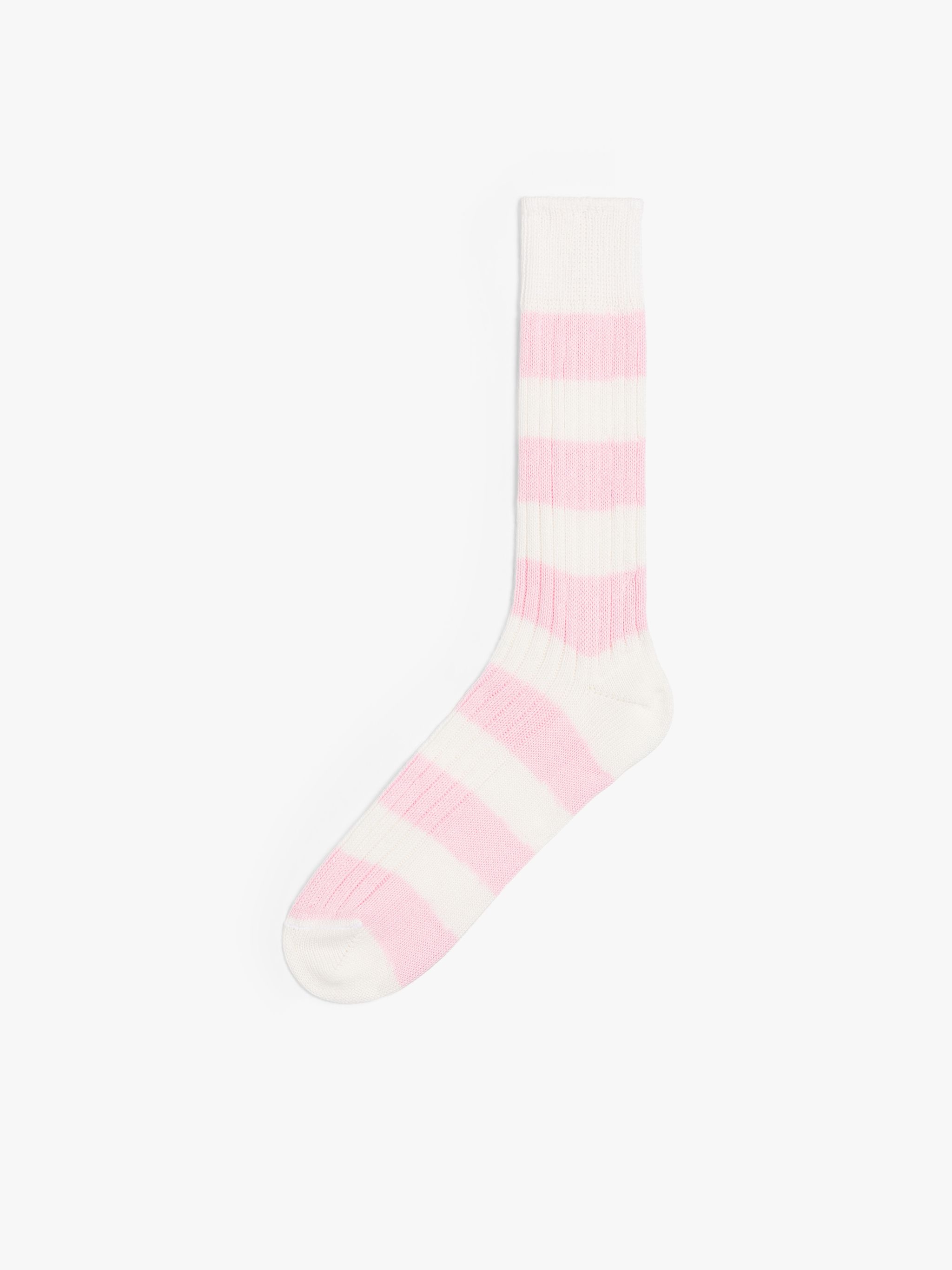 PINK AND WHITE STRIPED COTTON SOCKS - 1
