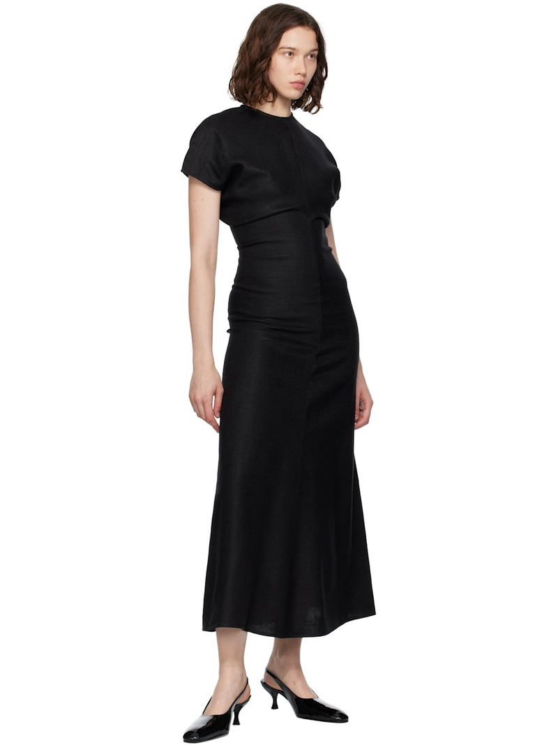 Totême Black Slouch Waist Basketweave Midi Dress outlook