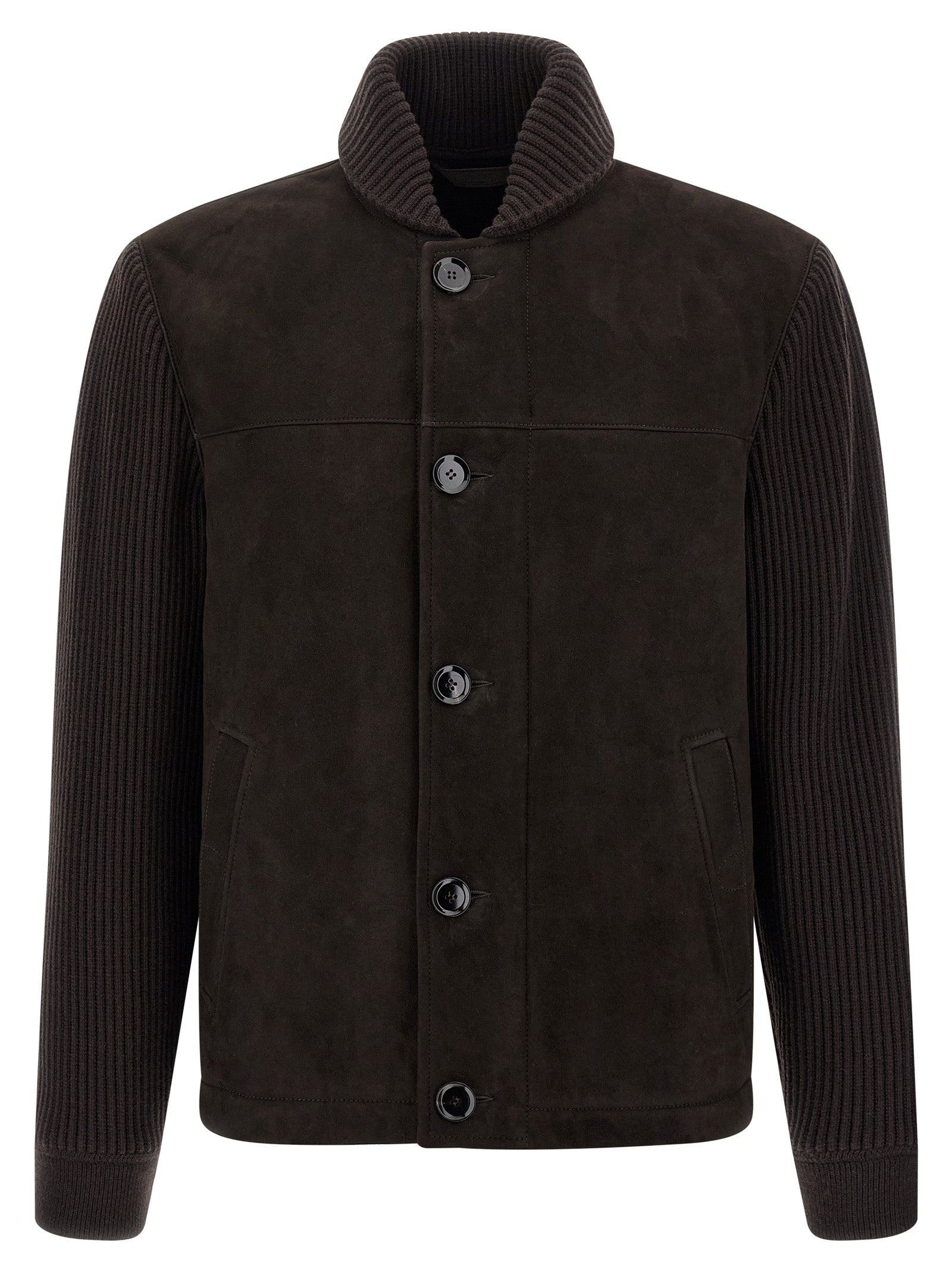 Suede Bomber Jacket Puffer Jackets Brown - 1