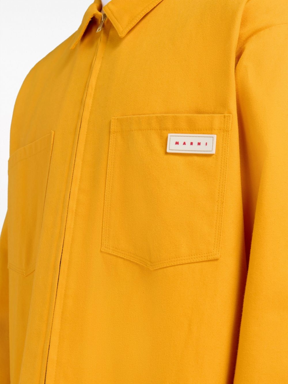 logo-patch zip-up shirt - 6