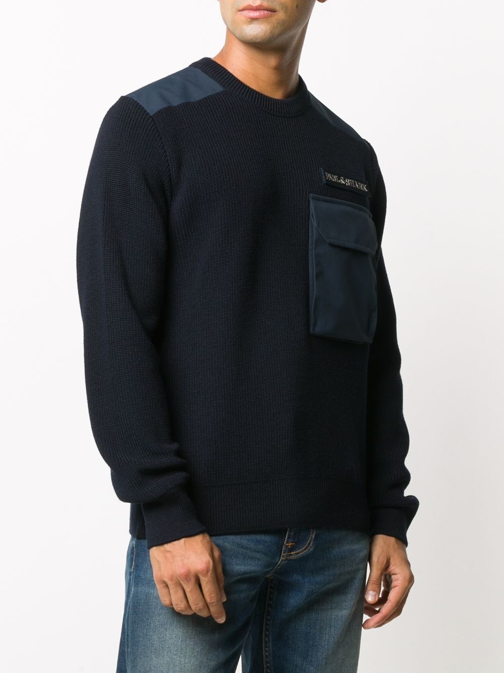 logo patch ribbed jumper - 3