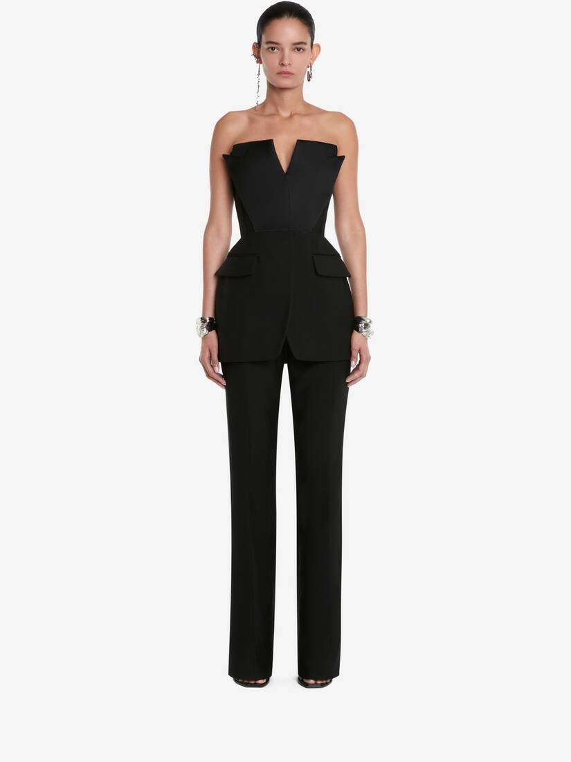Women's Tuxedo Corset Top in Black - 2