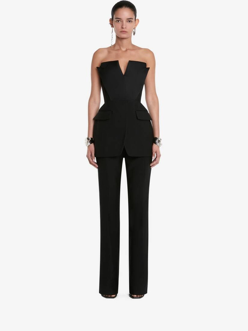 Women's Tuxedo Corset Top in Black 2