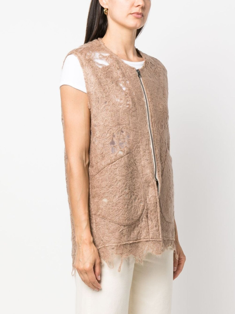 distressed-effect zip-up vest 3