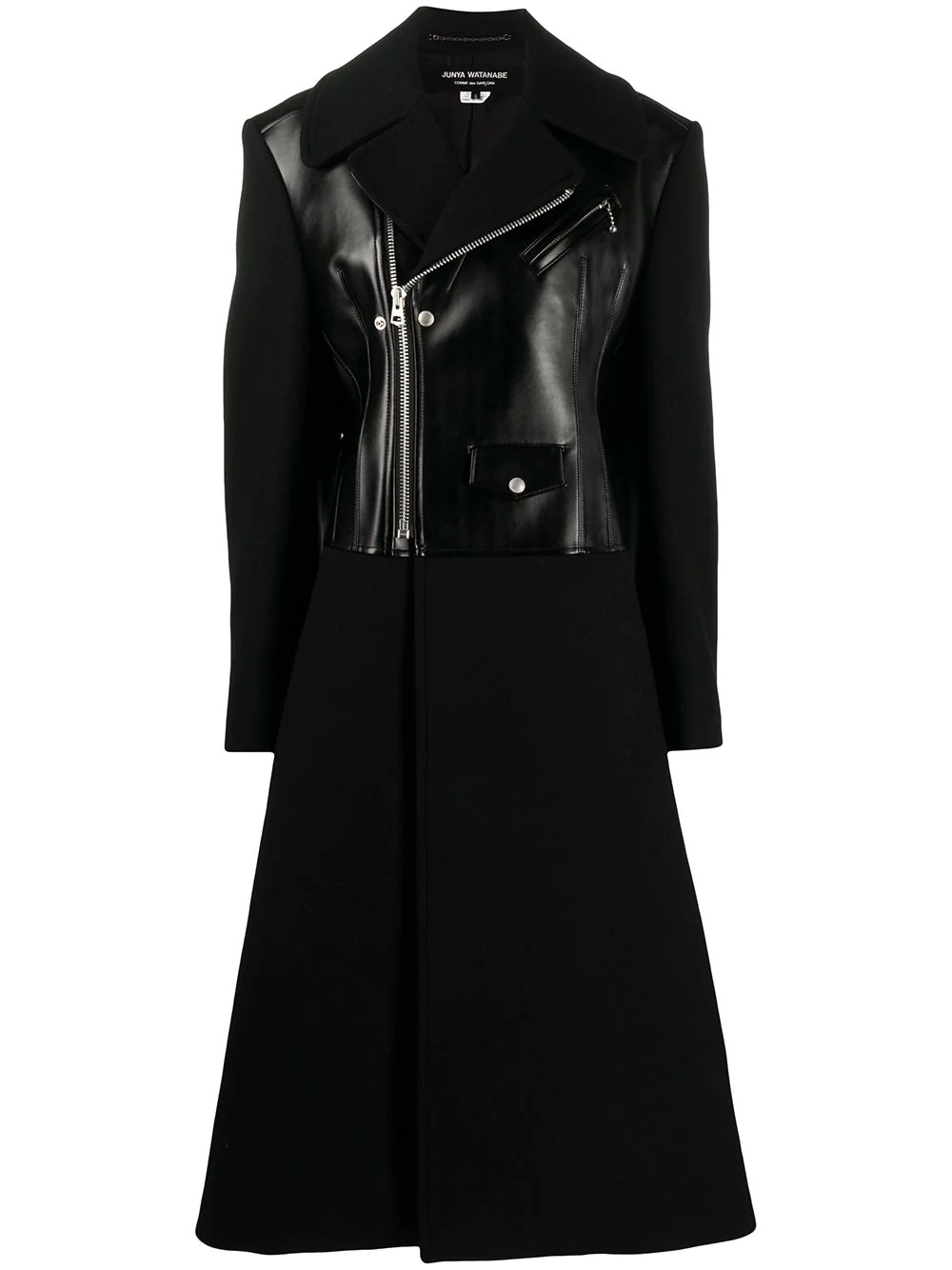 biker panel long-length coat - 1