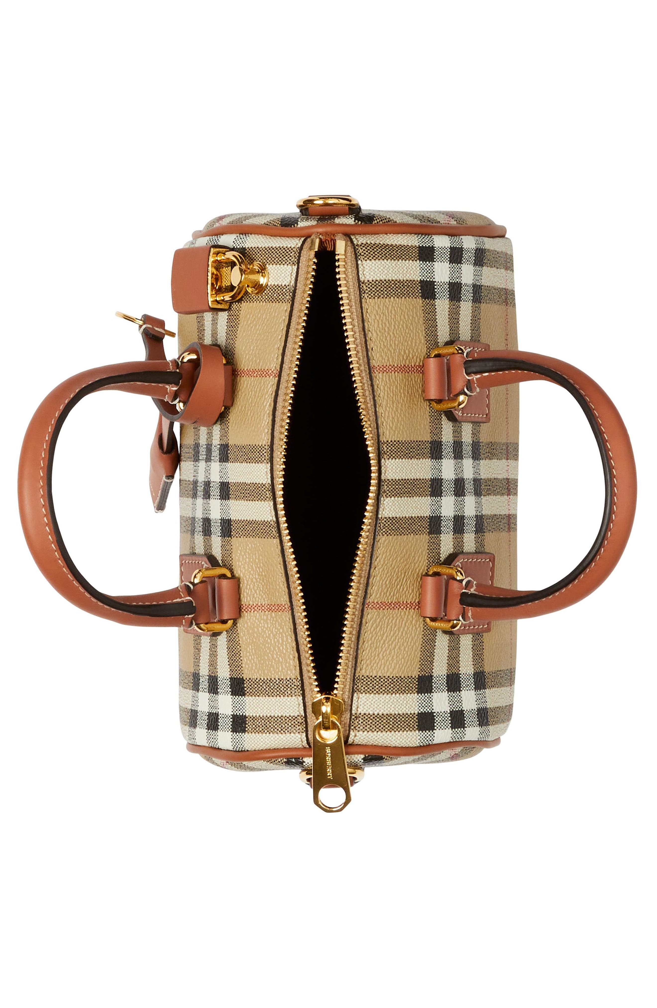 burberry Mini Bowling Check Coated Canvas Duffle Bag in Vntg Chk/Briar Brown at Nordstrom - 3