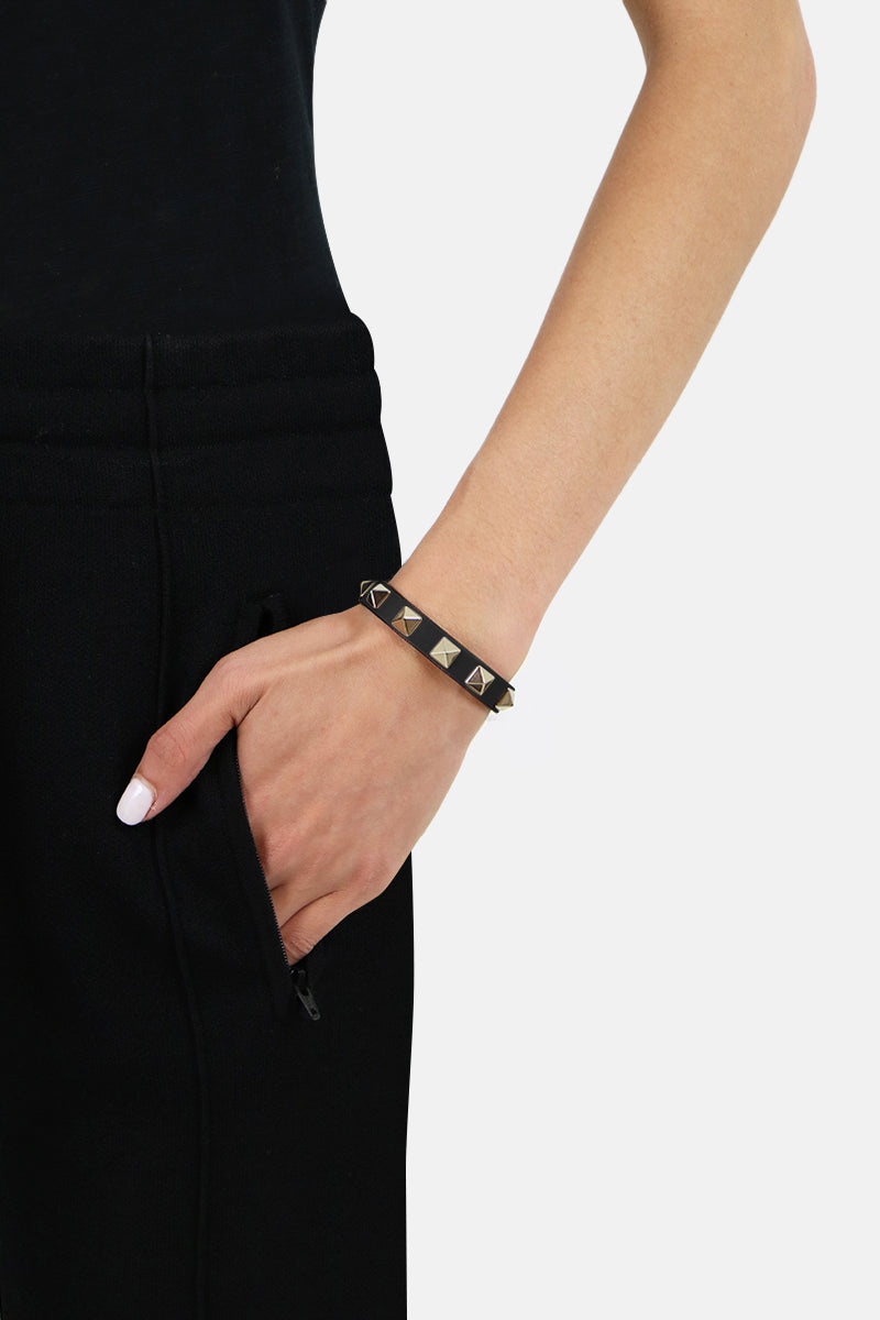 ROCKSTUD LEATHER CUFF BLACK - 2