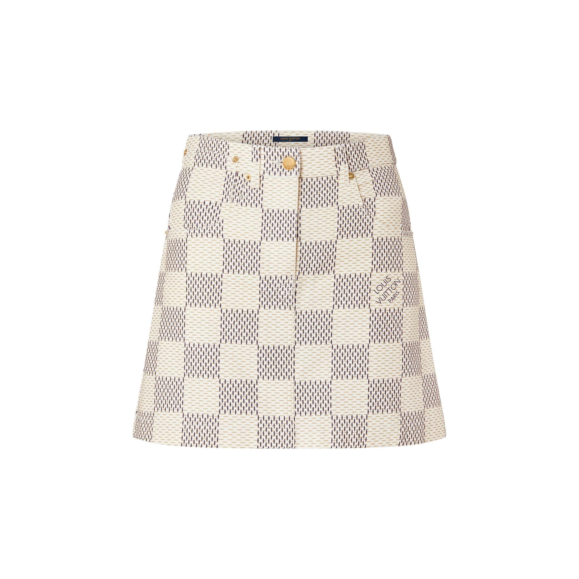 Damier Azur Denim A-line Mini Skirt - 1