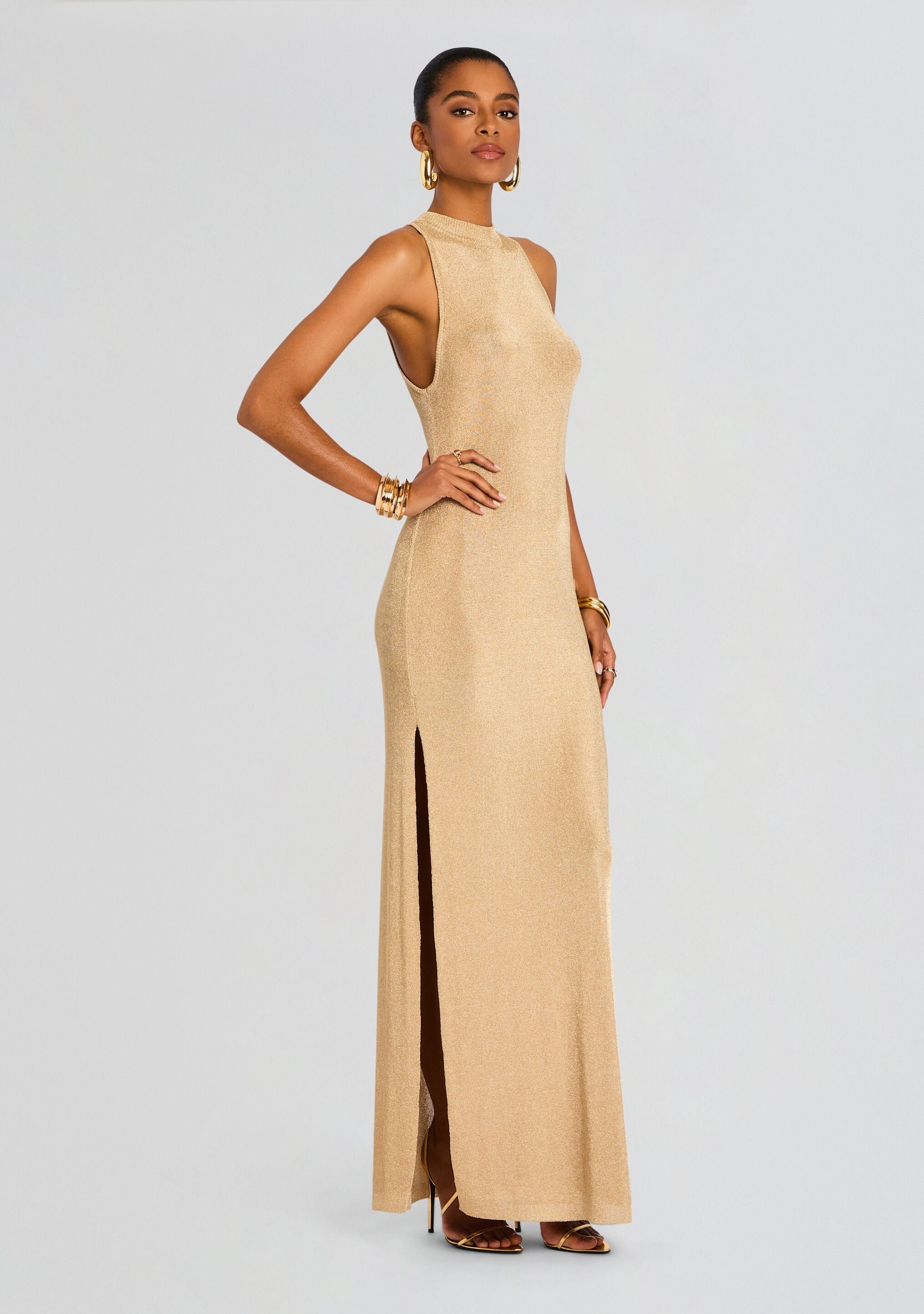 HENNE METALLIC KNIT MAXI DRESS - 3