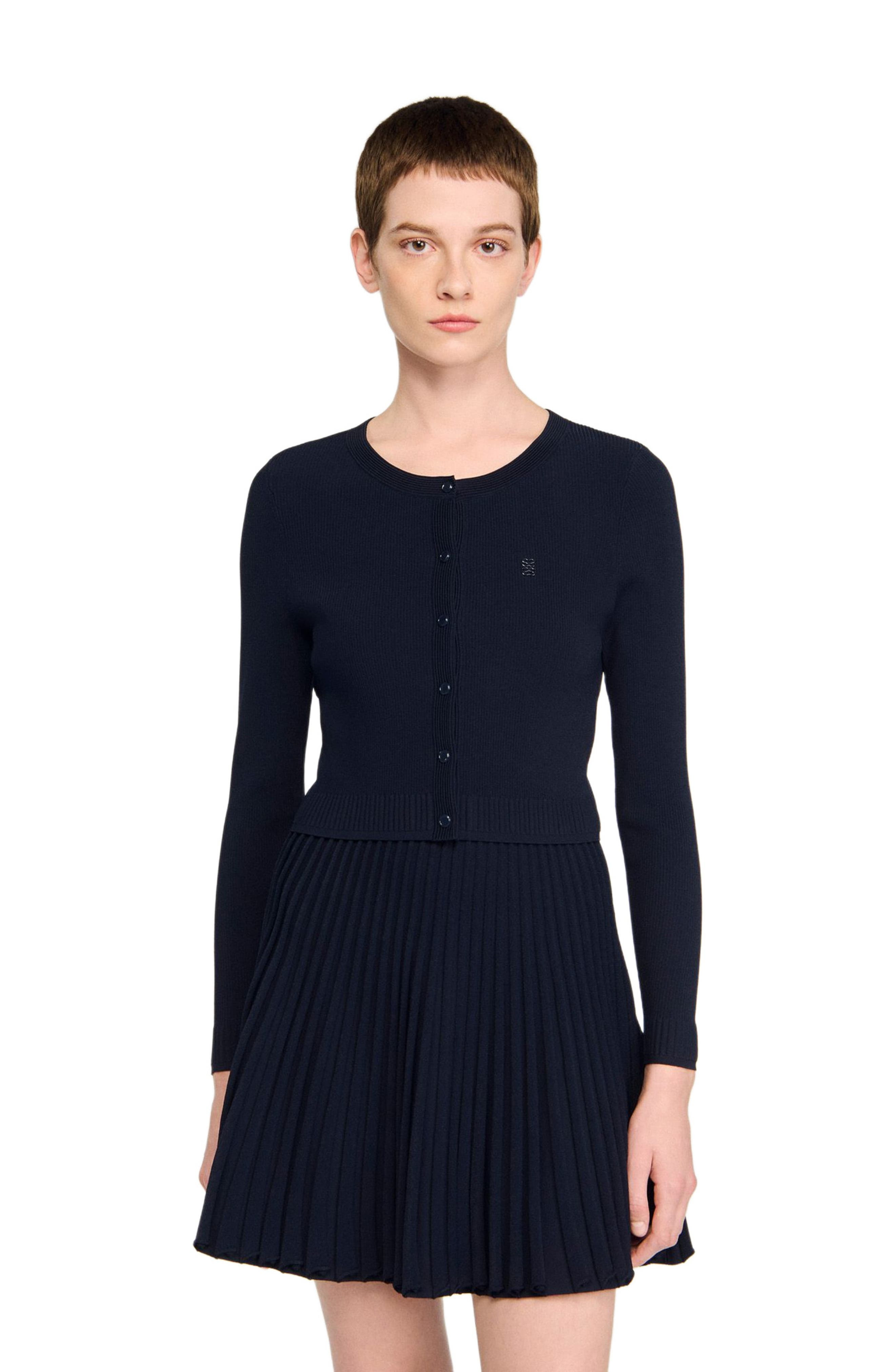 SANDRO Fine knit cardigan in Navy Blue at Nordstrom - 3