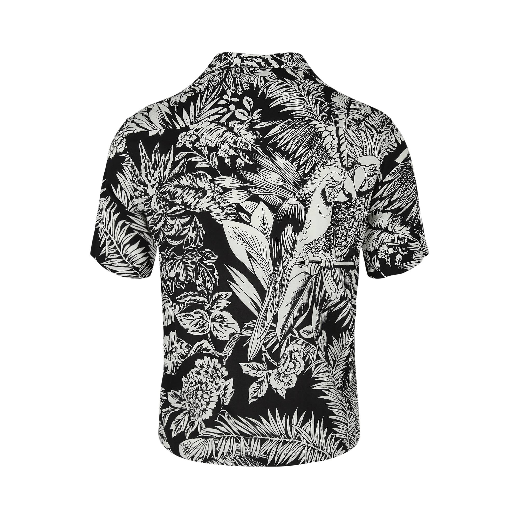 Palm Angels Jungle Parrots Bowling Shirt 'Black/White' - 2