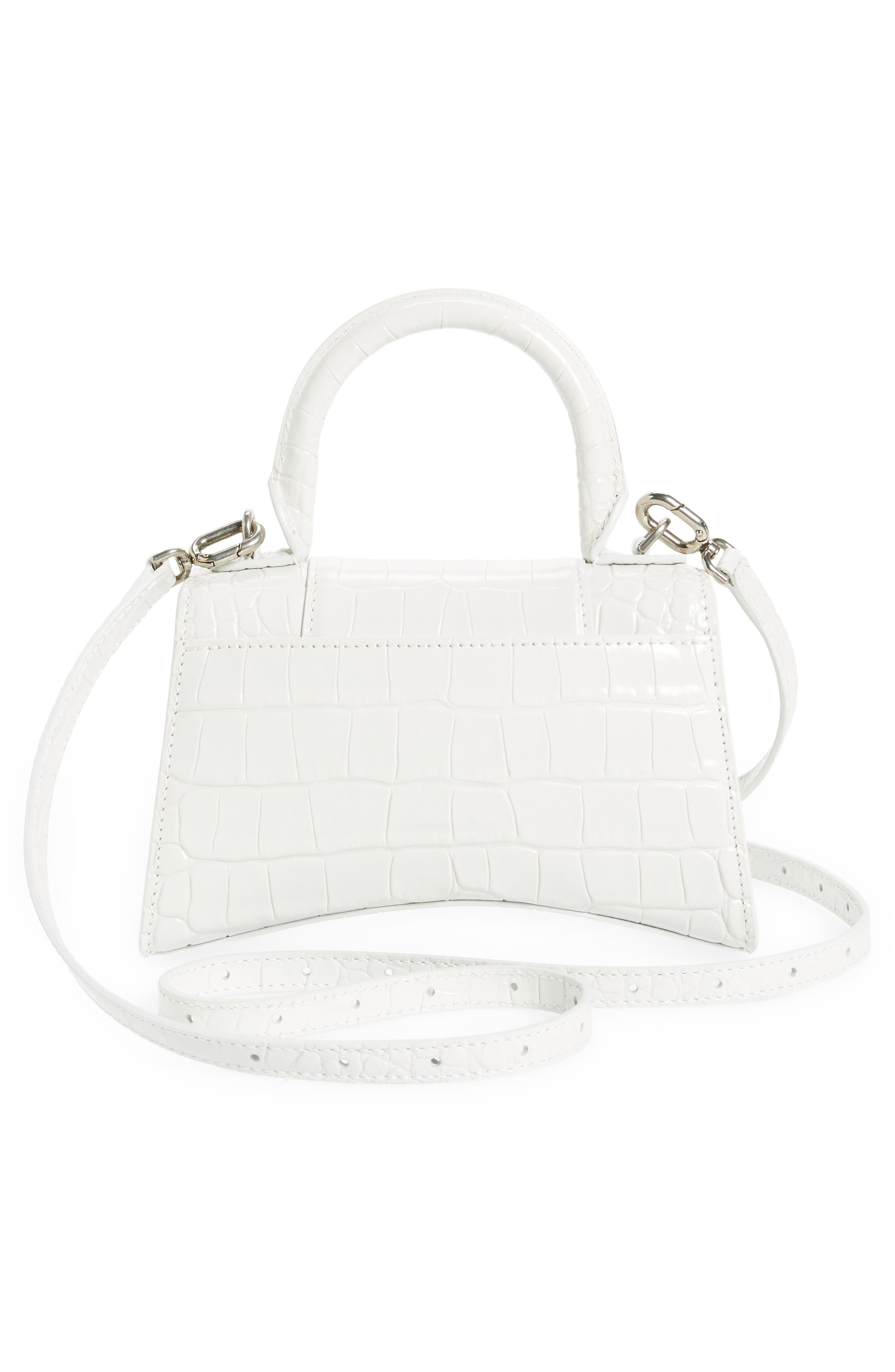 Balenciaga Extra Small Hourglass Croc Embossed Leather Top Handle Bag in White at Nordstrom - 4