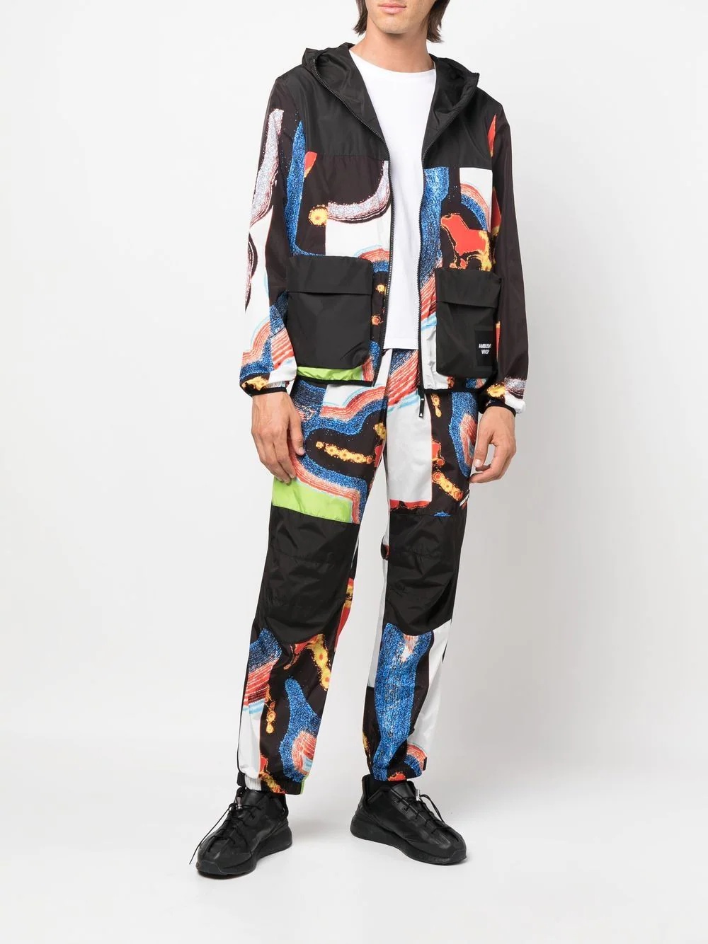 abstract-pattern paneled track pants - 2