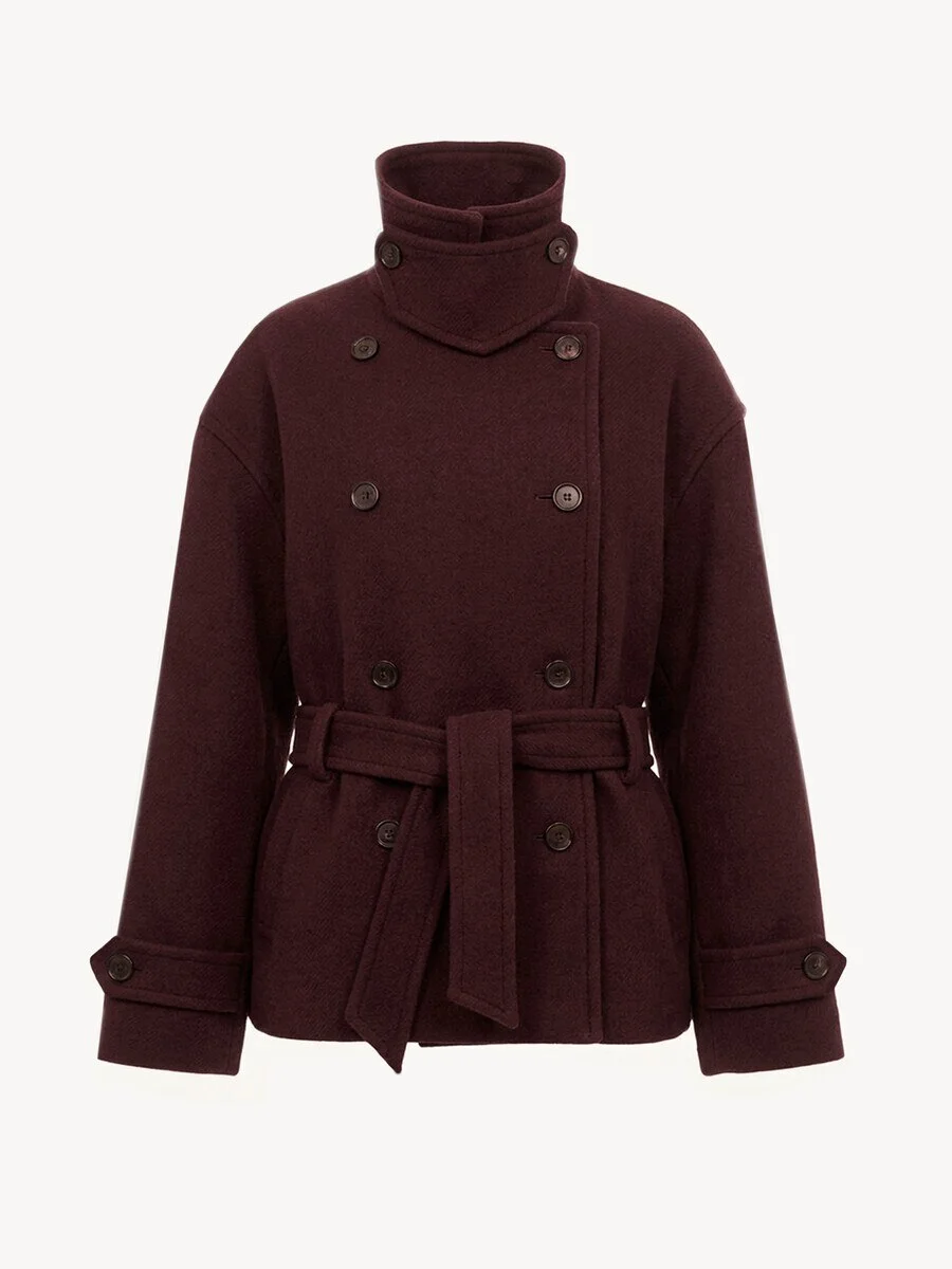 DOUBLE-BREASTED SHORT COAT IN WOOL - 1
