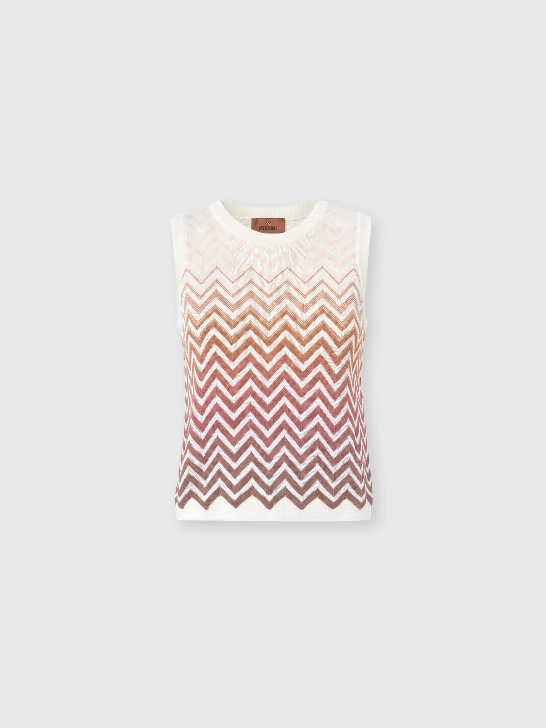 Chevron Dégradé Cotton and Viscose Sleeveless Top - 1