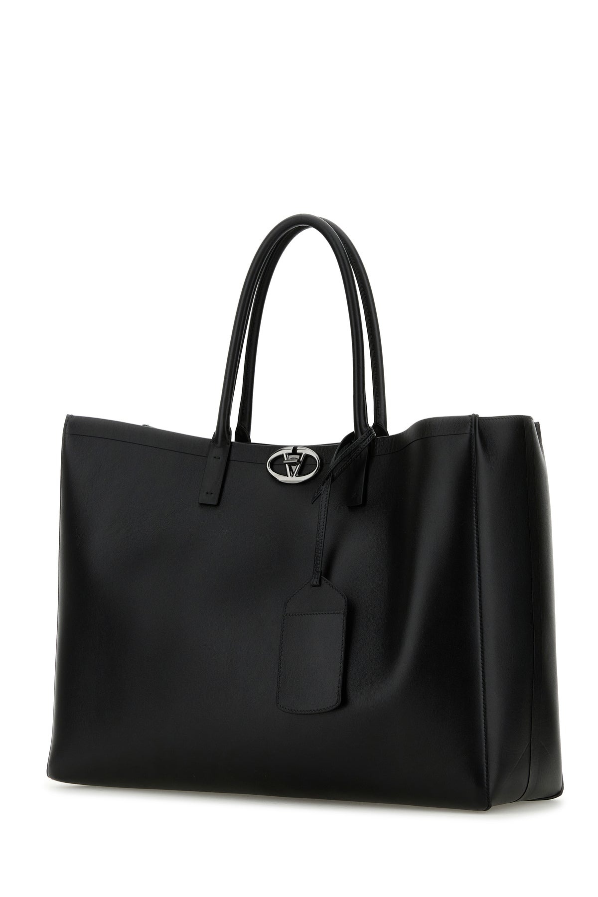 Black leather VLogo shopping bag - 2