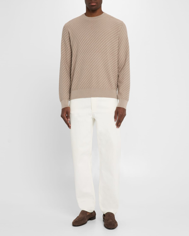 Brioni Men's Basketweave Crew Sweater outlook