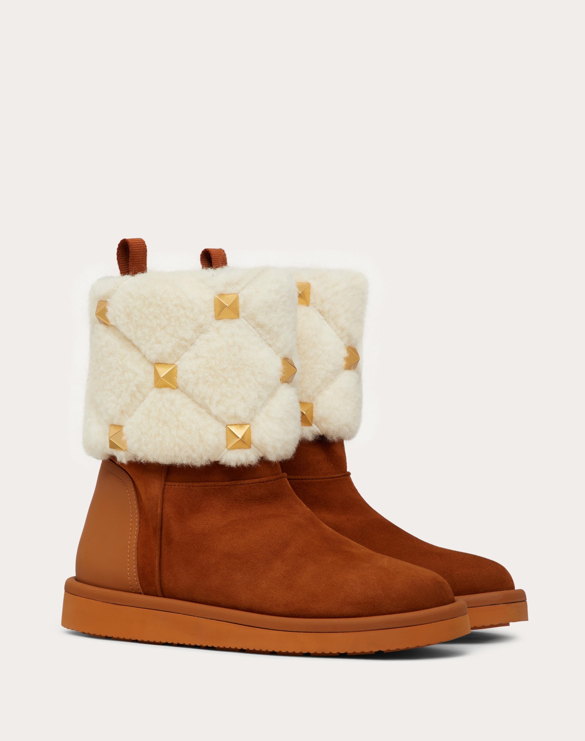 ROMAN STUD QUILTED ANKLE BOOT IN SPLIT LEATHER AND WOOL 20MM - 2