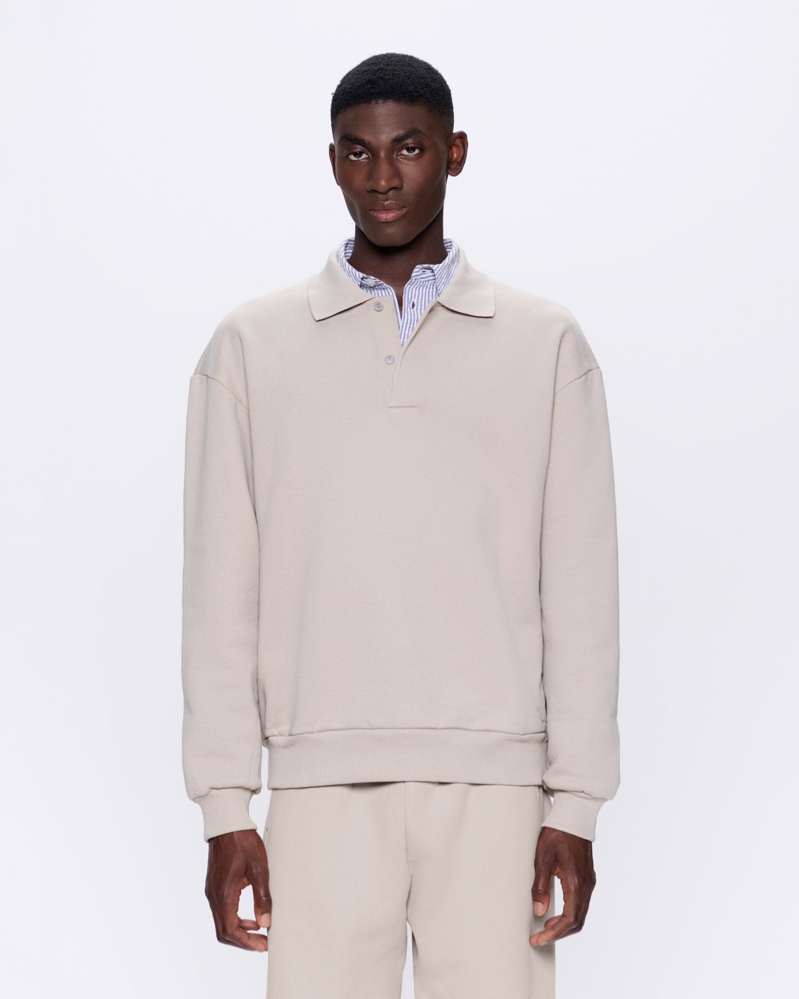 Mens DNA Heavyweight Polo Sweatshirt - Stone - 3