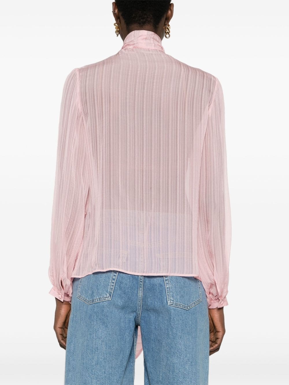 pussy-bow collar silk shirt - 4