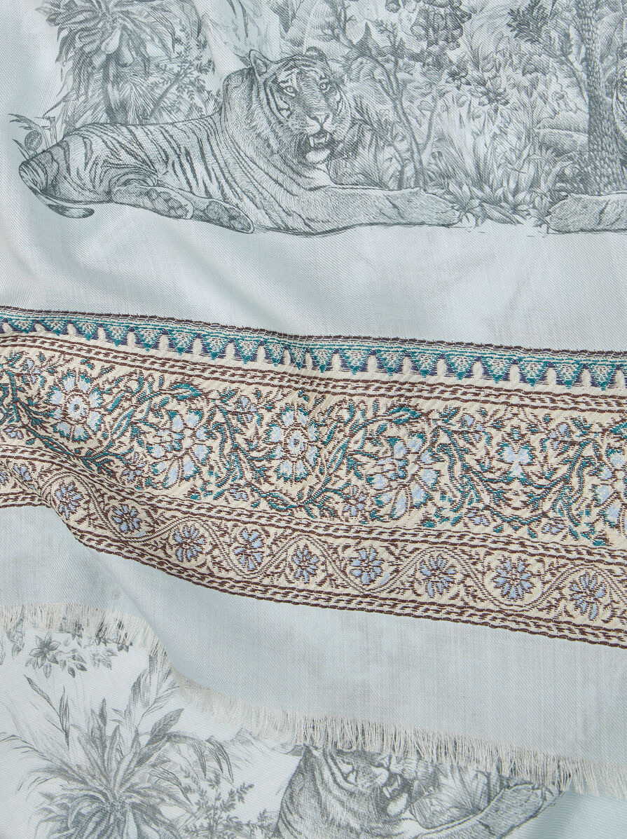 PRINTED SILK AND WOOL SCARF - 3