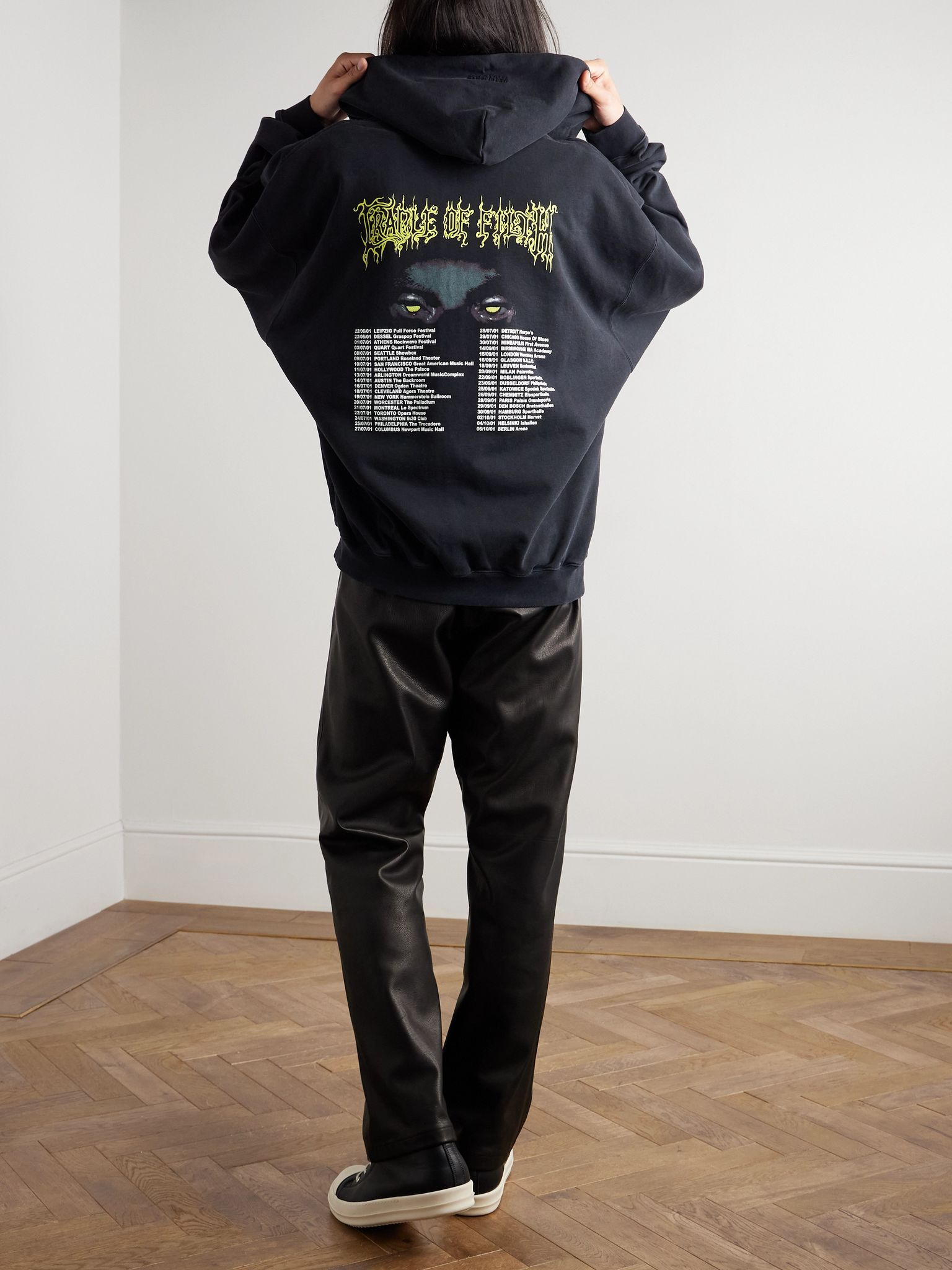+ Cradle of Filth Oversized Printed Cotton-Jersey Zip-Up Hoodie Black - 2