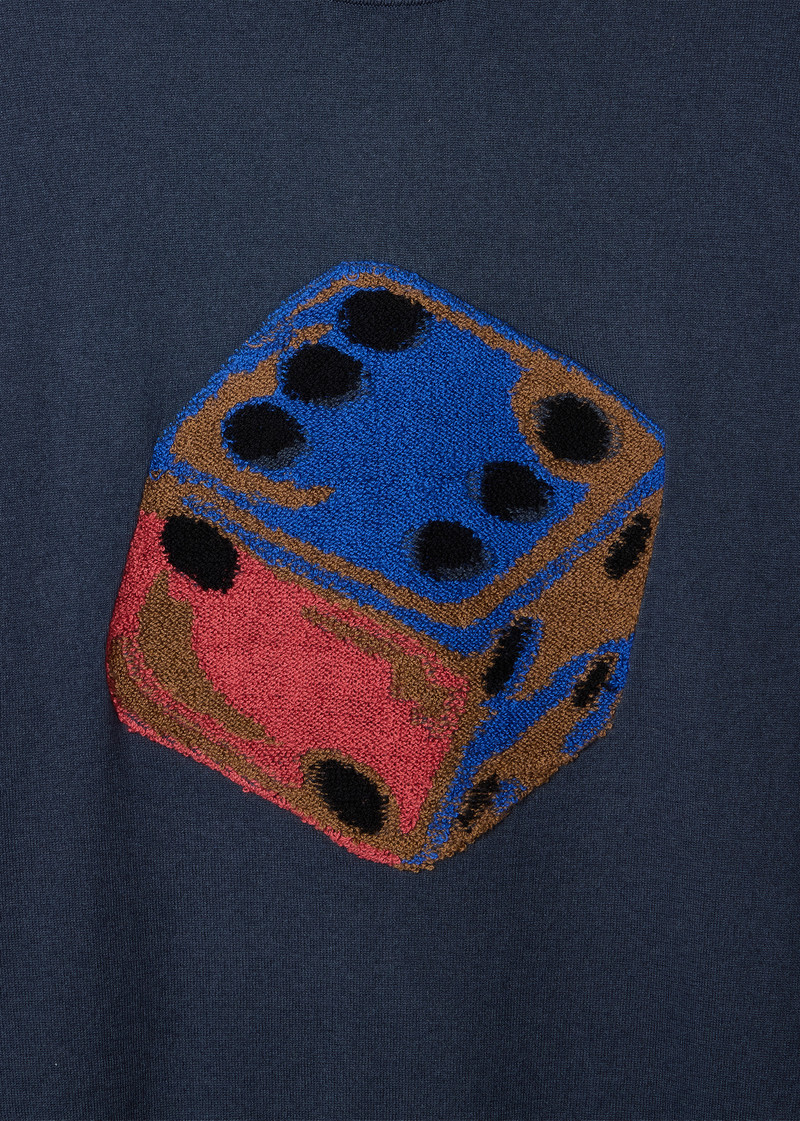 Paul Smith Navy 'Dice' Merino Wool-Blend Knitted Sweater outlook