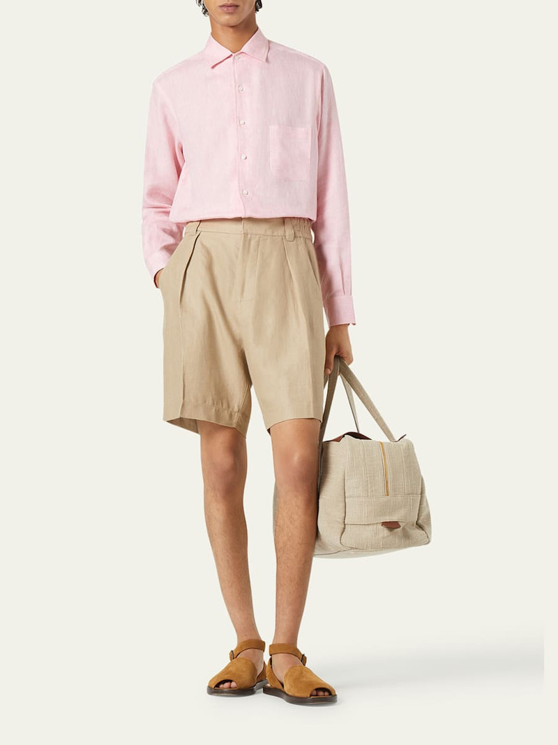 Loro Piana Men's Andre Long-Sleeve Linen Shirt outlook