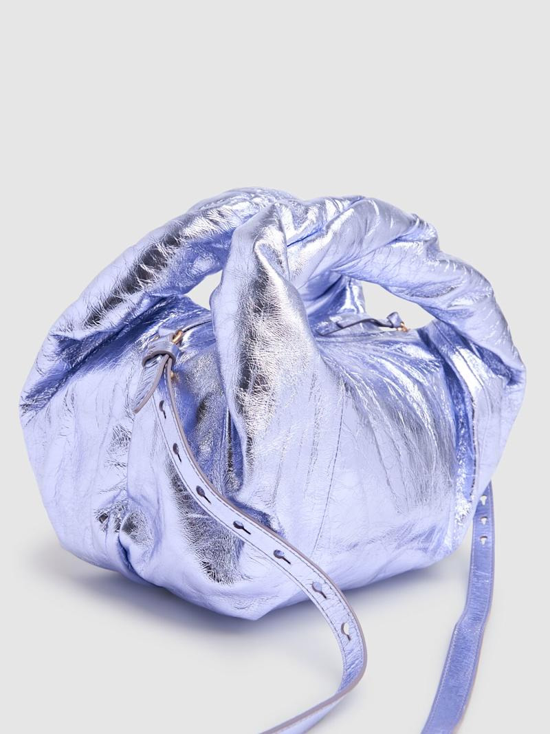Twist metallic leather top handle bag - 4