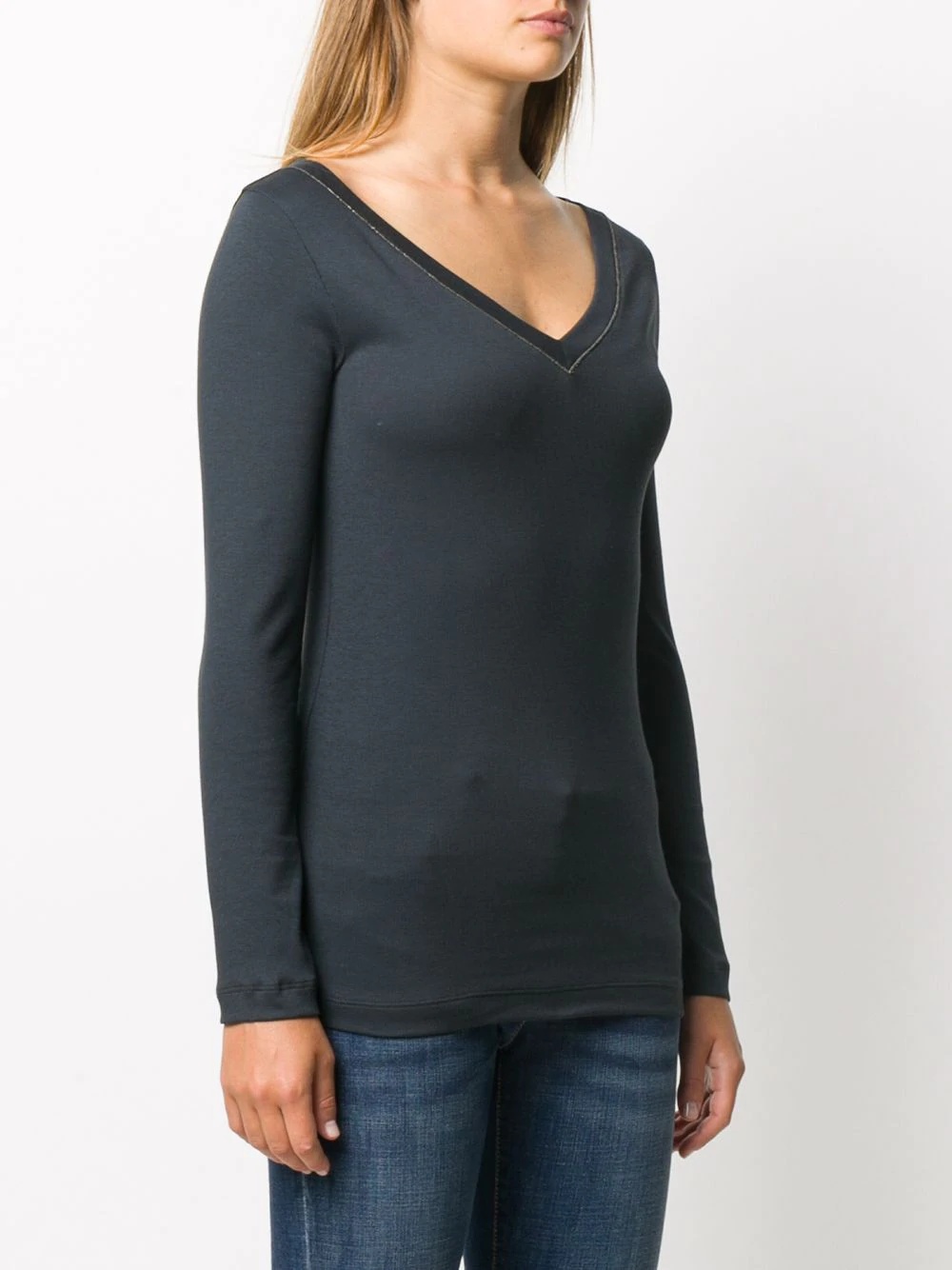 v-neck long-sleeved top - 3