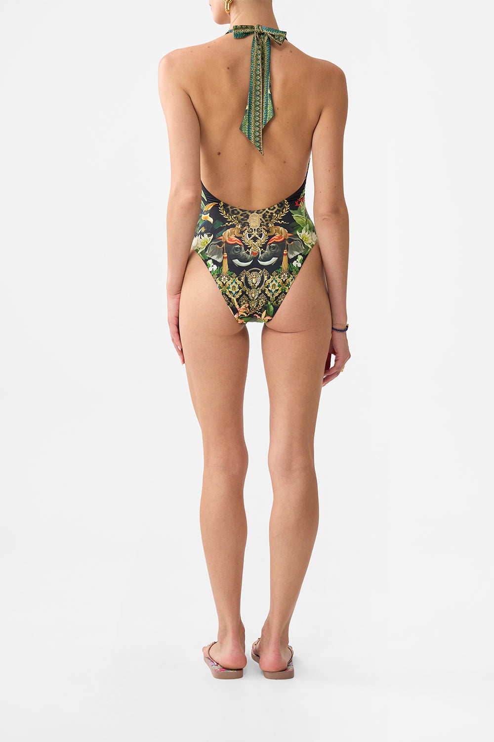 LOW BACK HALTER ONE PIECE WITH TRIM - 3