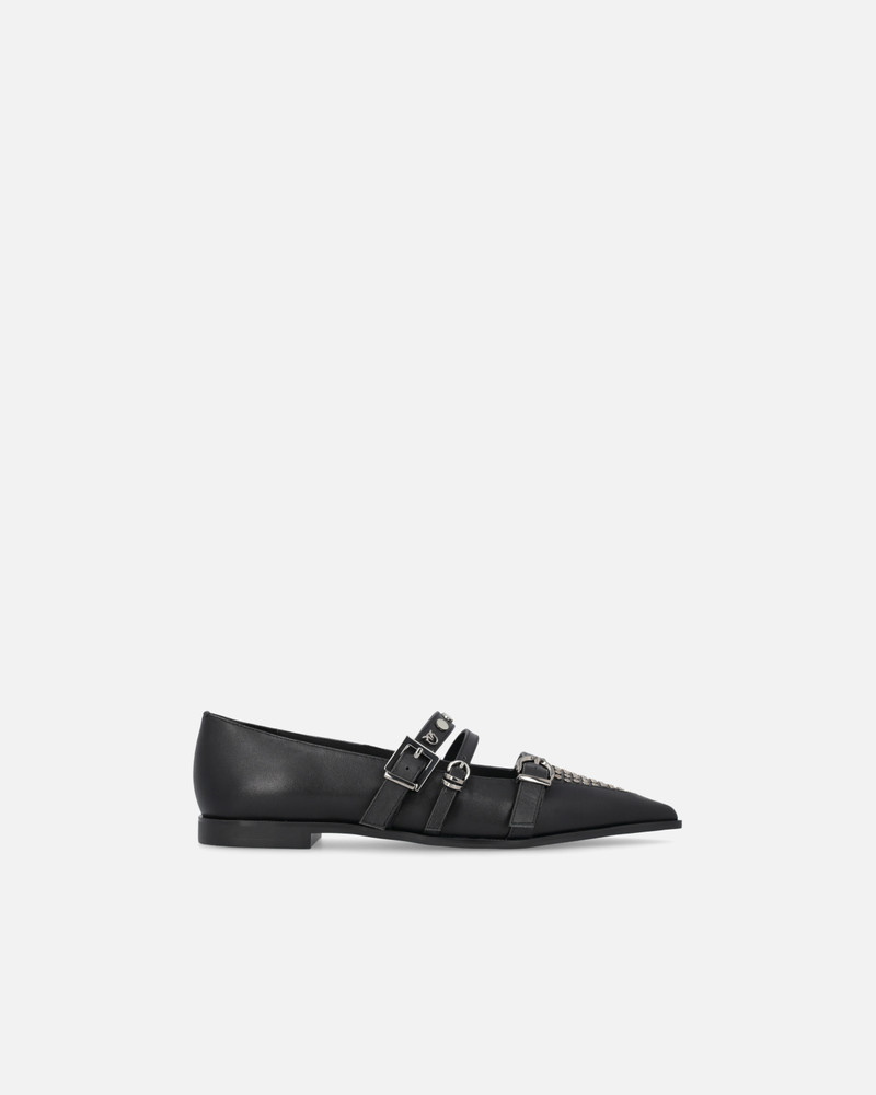 POINTED-TOE LEATHER BALLERINAS WITH STUDS 1