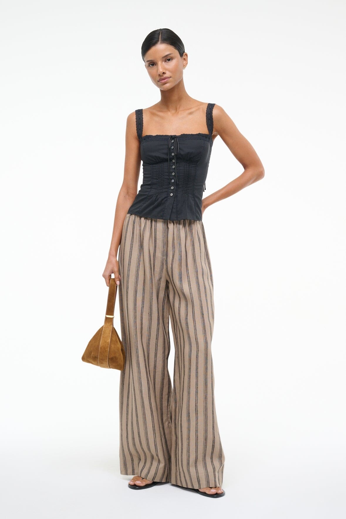 STAUD BONFIRE LINEN PANT SAHARA STRIPE - 2