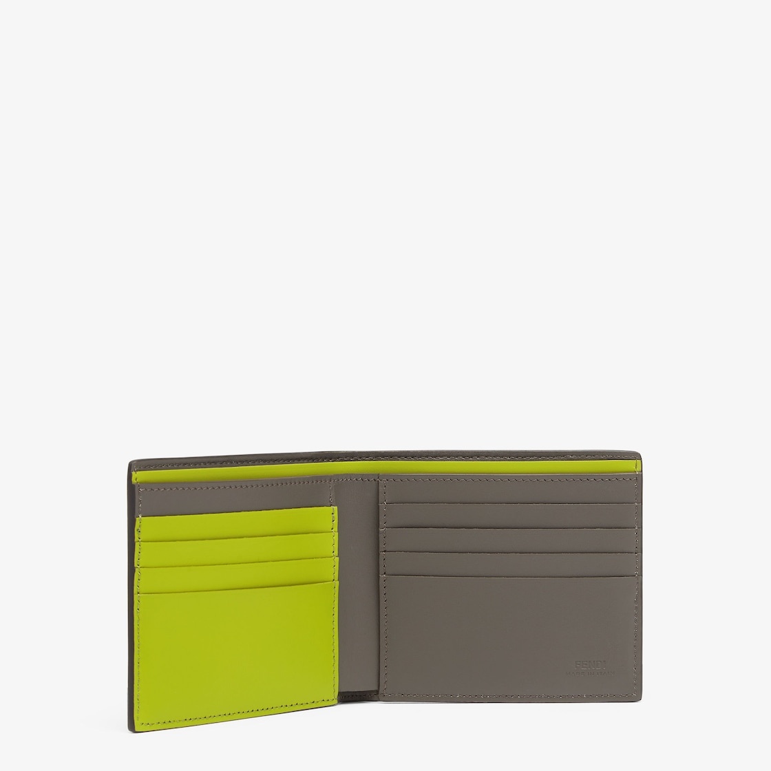 Wallet with eight interior card slots and two compartments for bills. Made of acid green leather wit - 3