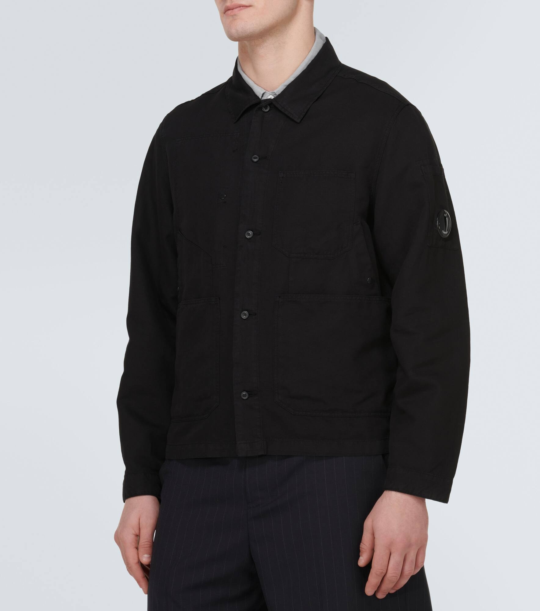 Single-breasted cotton and linen overshirt - 3