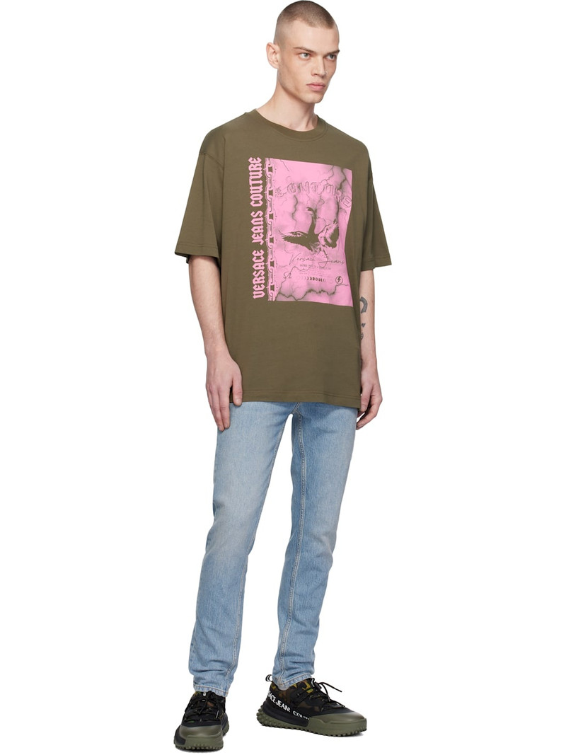 VERSACE JEANS COUTURE Khaki Screen-Printed T-shirt outlook