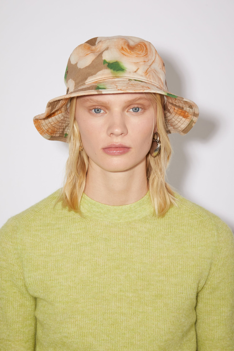 Rose print bucket hat - Peach orange 4