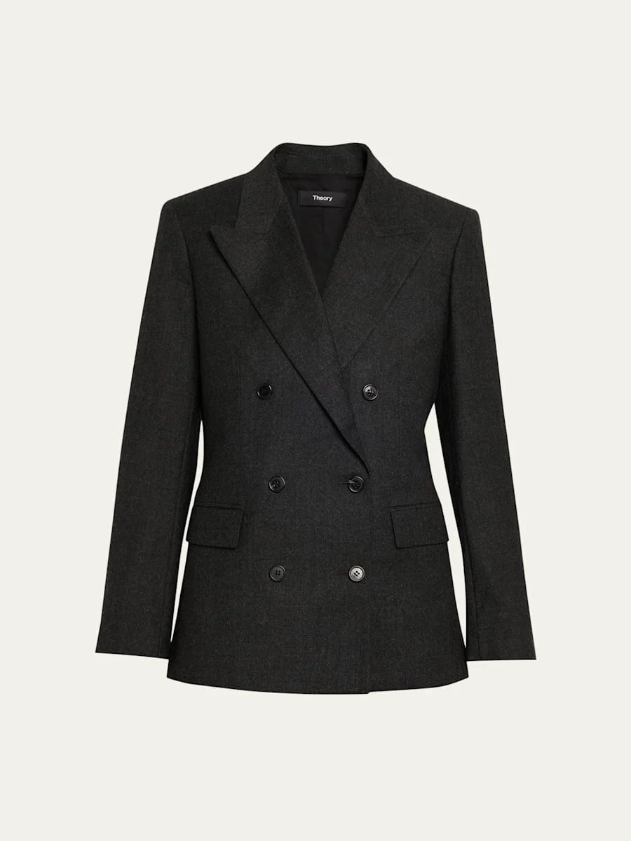 Double-Breasted Wool Tuxedo Jacket - 1