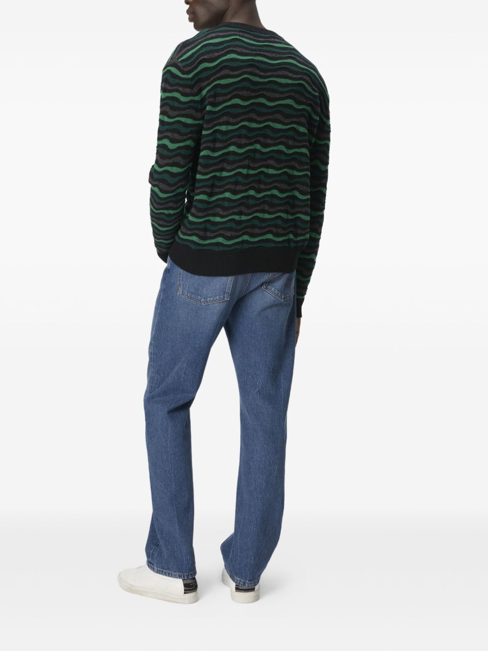wave-pattern crew-neck sweater - 3