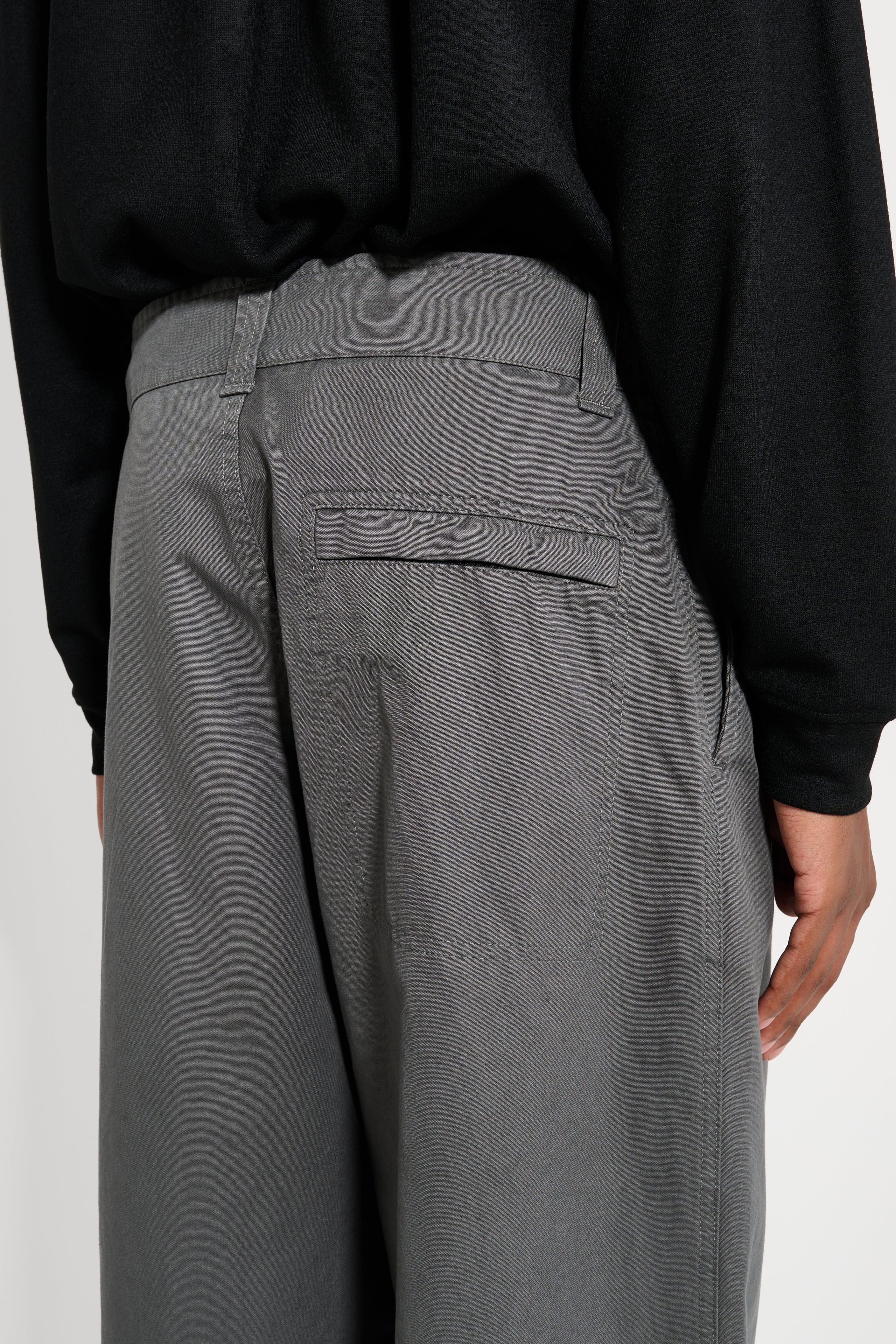 MARGARET HOWELL MHL STITCH PLEAT TROUSERS COMPACT COTTON CHARCOAL - 5