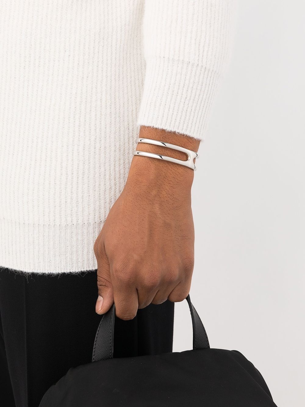 Cage recycled sterling silver cuff - 2