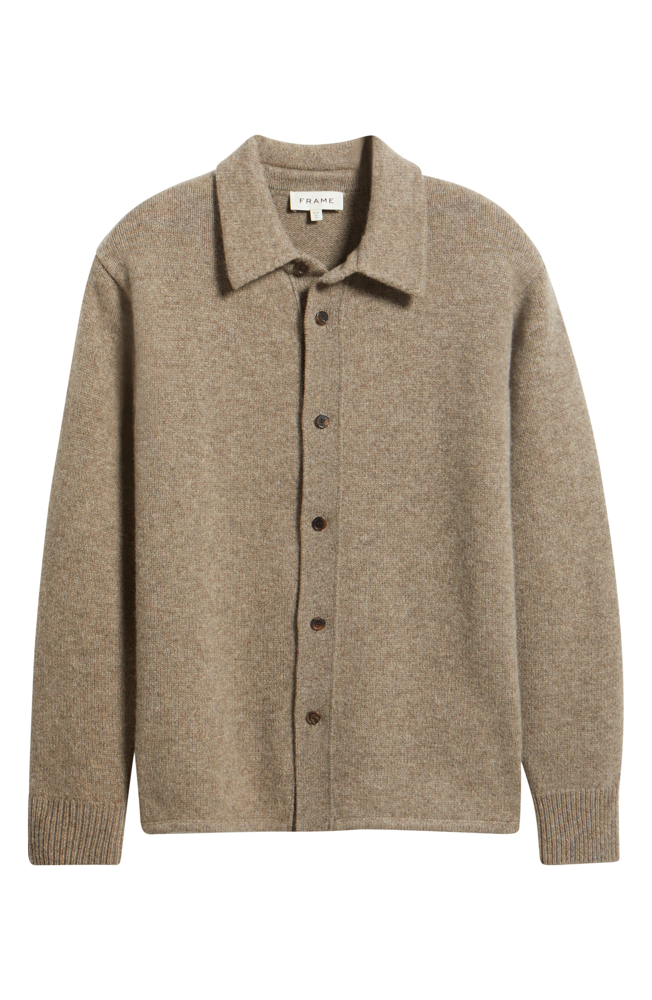 FRAME Yak Hair & Merino Wool Sweater Shirt in Dark Taupe at Nordstrom - 5