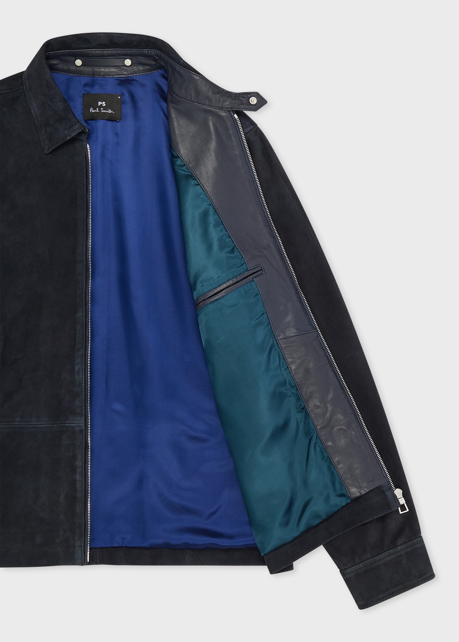 Navy Suede Zip-Front Jacket - 4