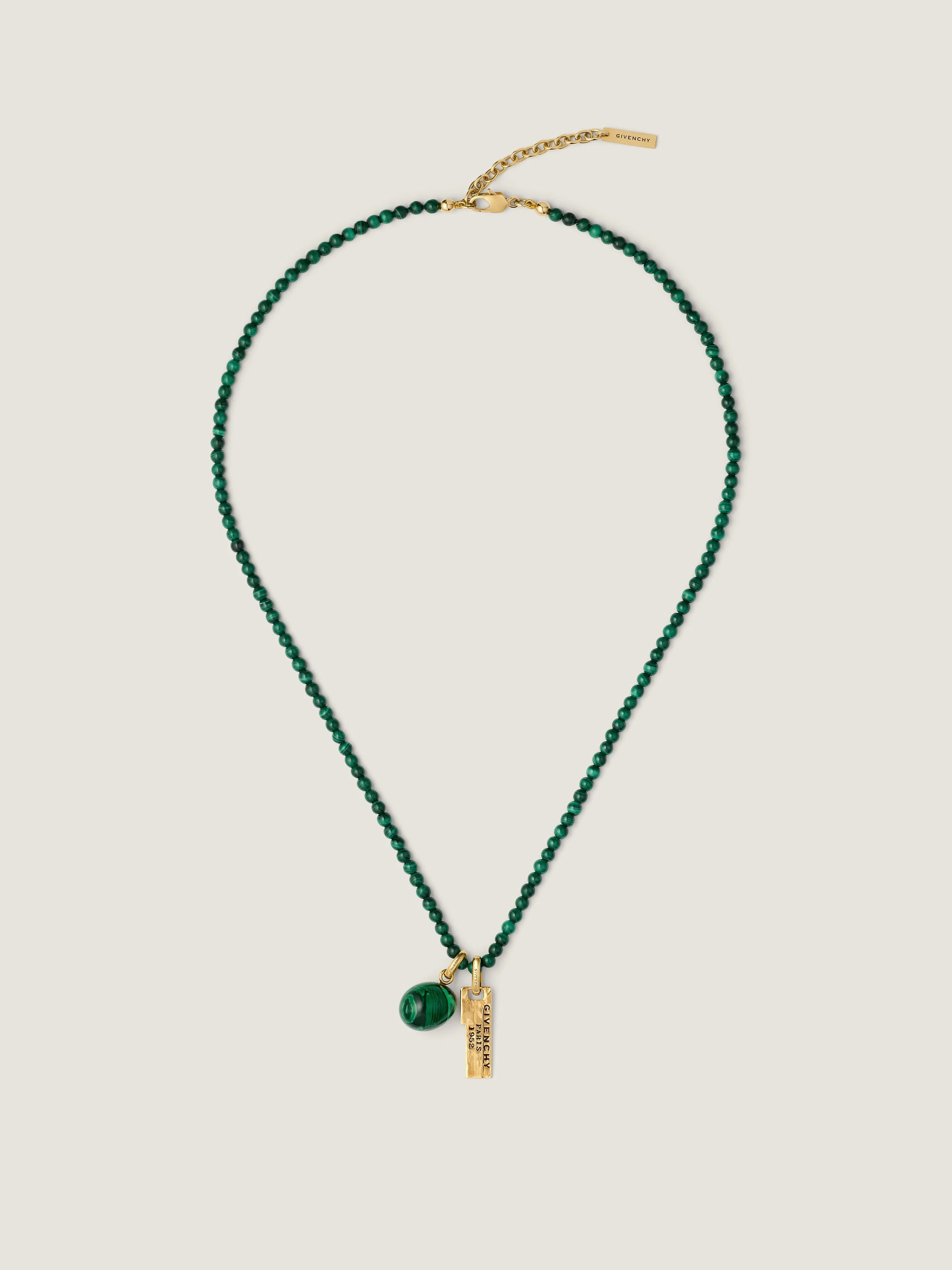 GIVENCHY TAPE NECKLACE IN MALACHITE, METAL AND RESIN - 1